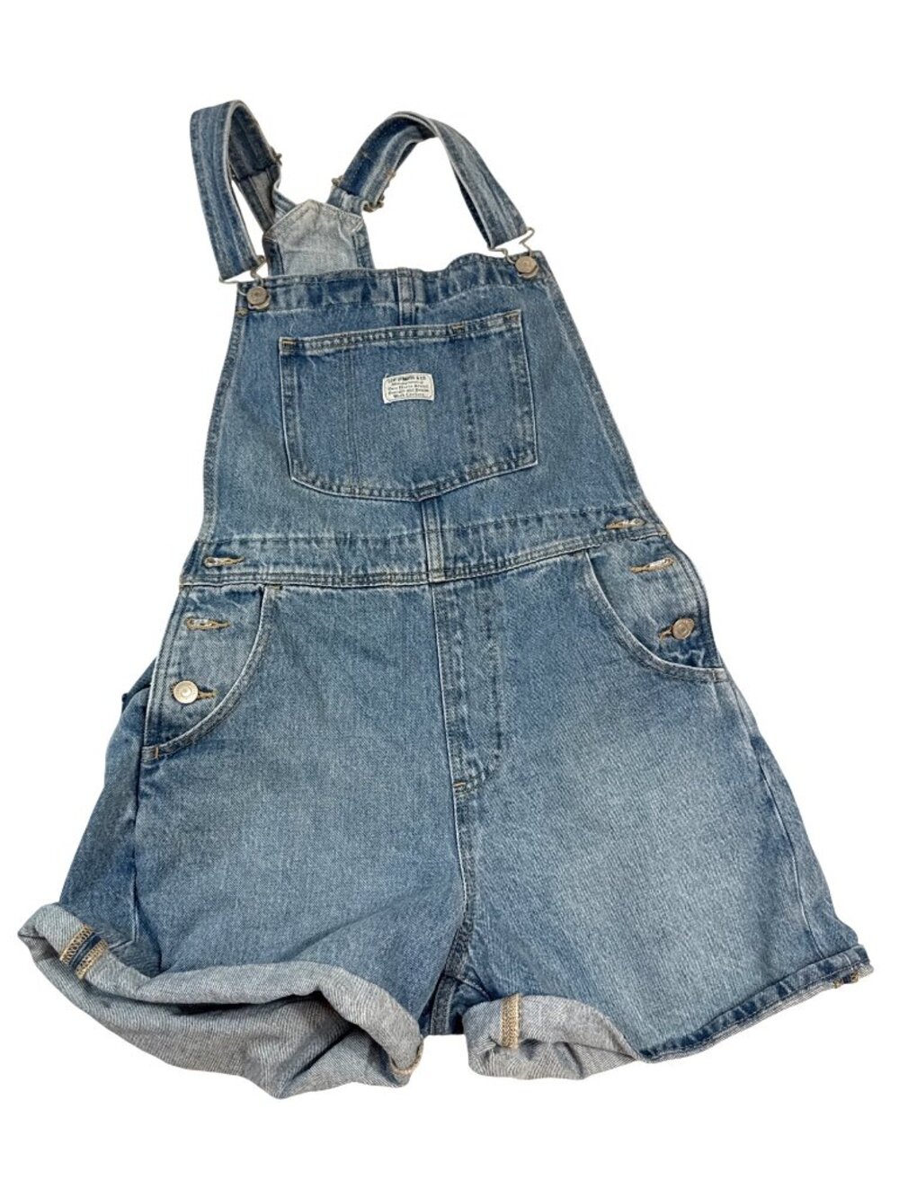 Levis Denim Short Overalls XS Adjustable Straps Pockets Blue 100% cotton